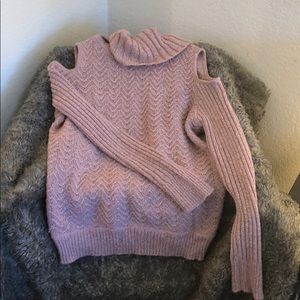 Cold shoulder turtleneck sweater